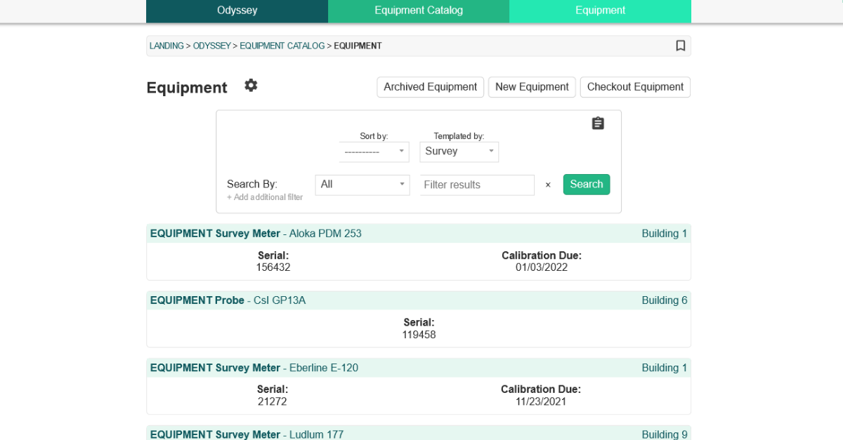 Odyssey Equipment Catalog module